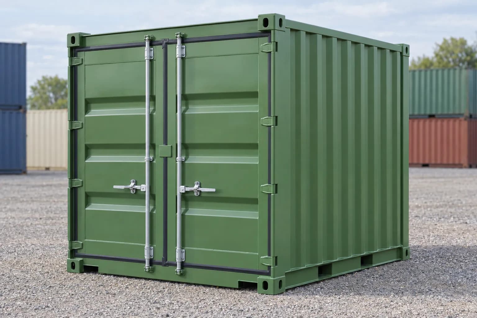 Container 10 pés novo, vista de três quartos