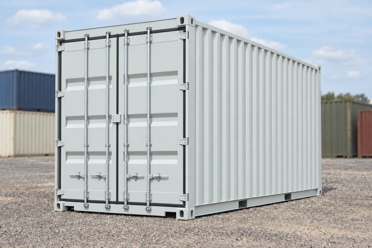 Container 20 pés High Cube primeira viagem cinza claro RAL 7035