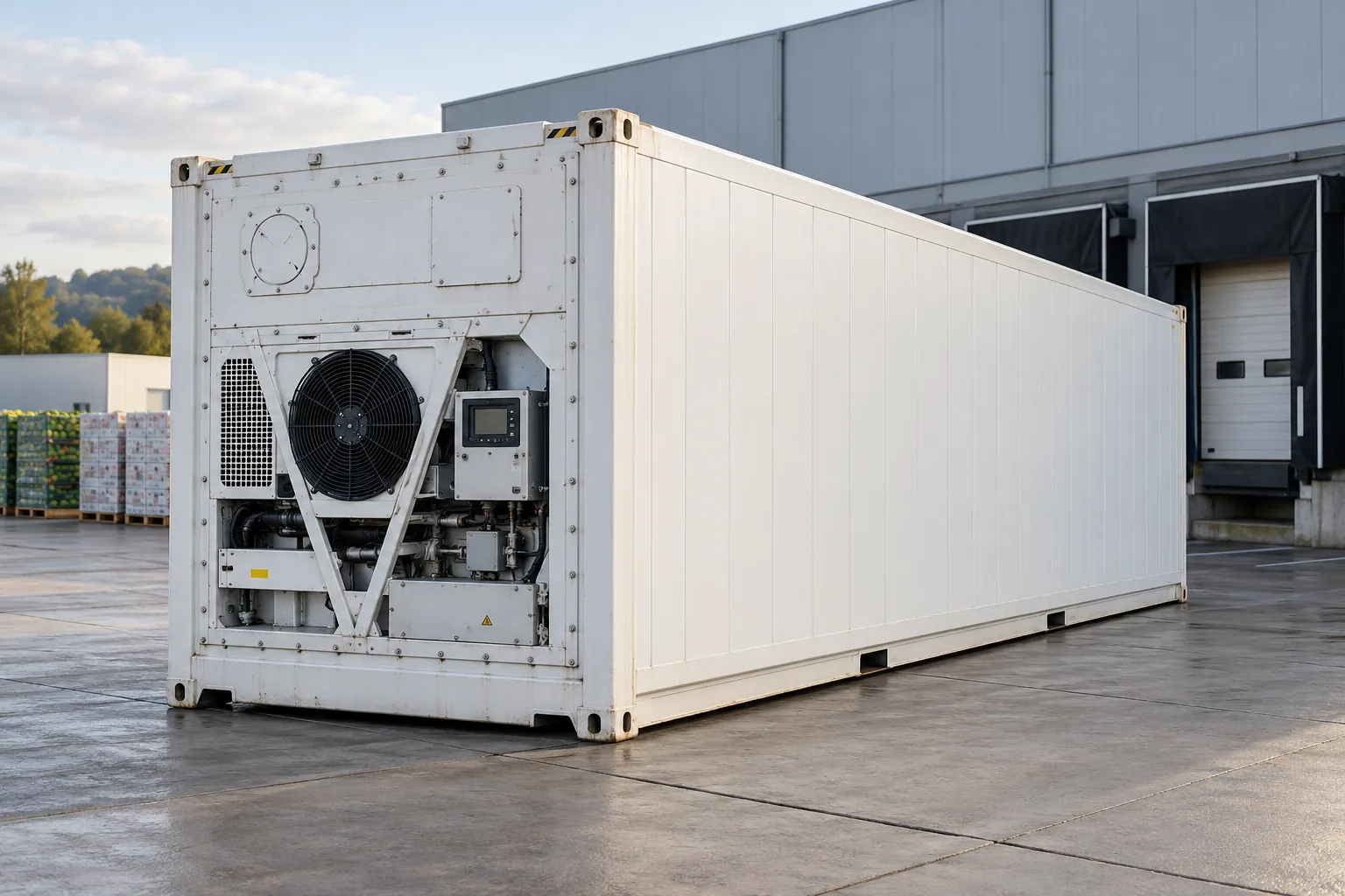 Container frigorífico com o seu grupo de refrigeração